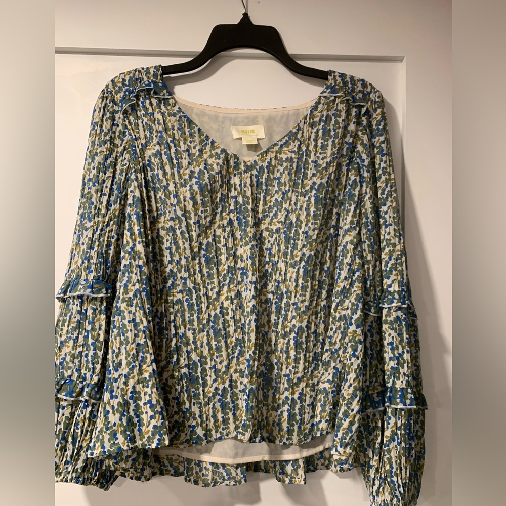 ANTROPOLOGIE Maeve blouse cropped top‎ XS  blouse flutter peasant